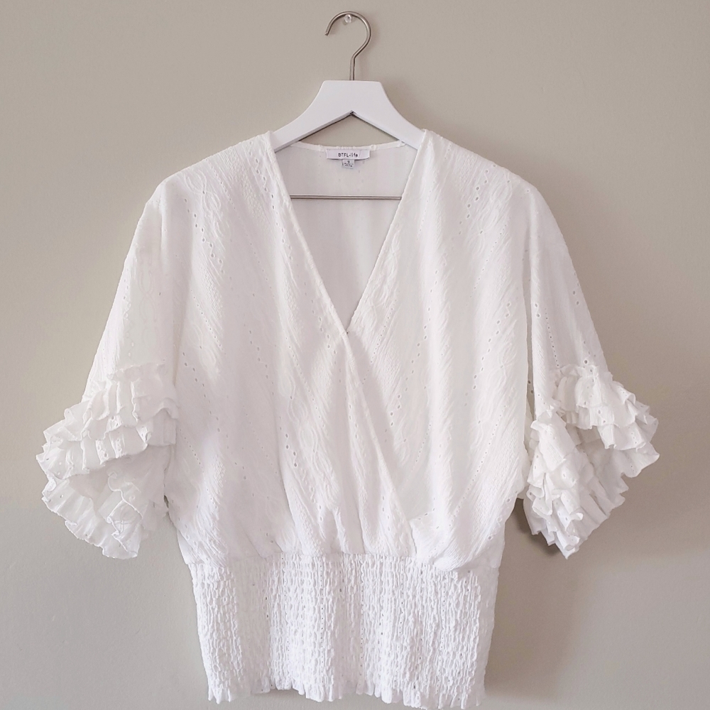 BTFL - life Anthropologie Roberta Surplice Eyelet Top